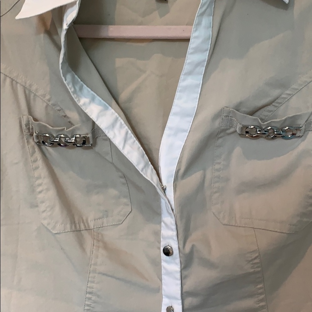 Beige Express Button Down - Picture 2 of 4